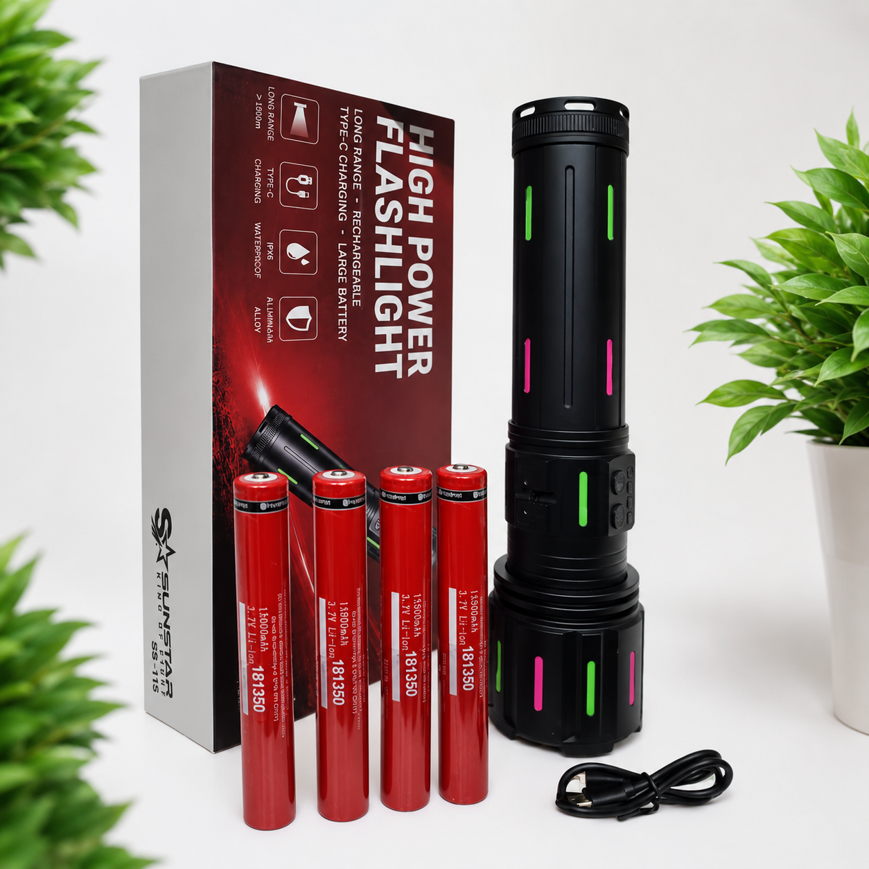 SUNSTAR SS-115 High Power Flashlight 60000mAh