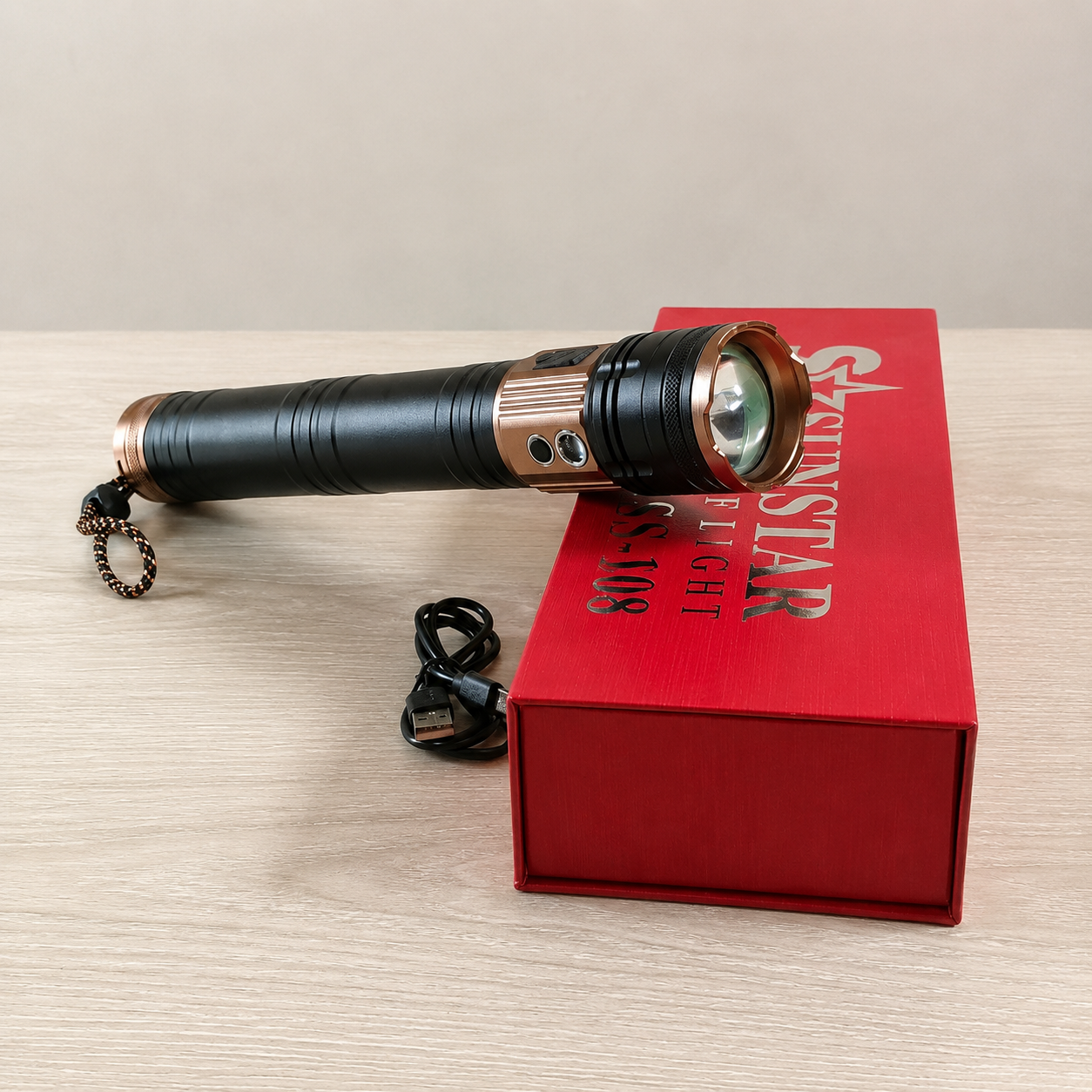 Sunstar SS-108 60,000mAh Seven Colors LED Zoom Torch Light